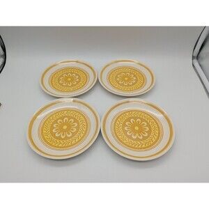 Vtg Ironstone Casablanca Cavalier Yellow Bread Plates Set Of 4